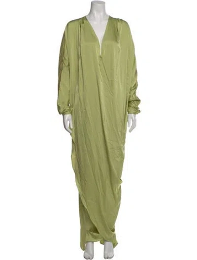 Pre-owned Andrea Iyamah V-neck Long Dress W/ Tags In Green