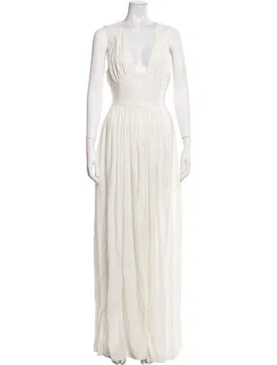 Pre-owned Andrea Iyamah V-neck Long Dress W/ Tags In Neutrals