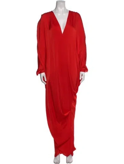 Pre-owned Andrea Iyamah V-neck Long Dress W/ Tags In Red