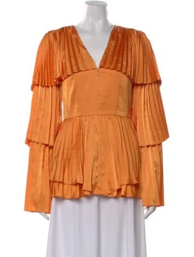 Pre-owned Andrea Iyamah V-neck Long Sleeve Top In Orange