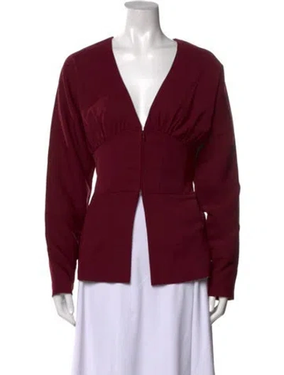 Pre-owned Andrea Iyamah V-neck Long Sleeve Top W/ Tags In Burgundy