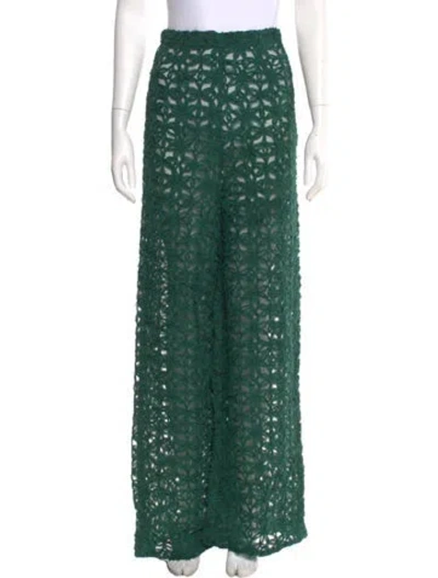 Pre-owned Andrea Iyamah Wide Leg Pants In Green
