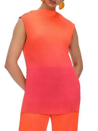 Andrea Iyamah Women's Atti Ombré Plisse Sleeveless Tunic In Orange