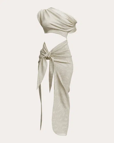 Andrea Iyamah Women's Bala Crocheted Cotton Draped Sarong Cover-up In Gray
