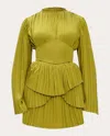 Andrea Iyamah Women's Lenti Pleated Satin Tiered Corset Mini Dress In Green