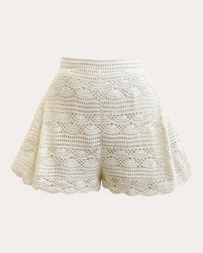 Andrea Iyamah Women's Muna Crocheted Flare Shorts In White