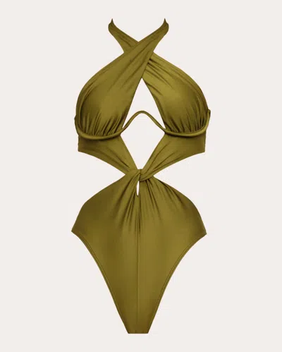 Andrea Iyamah Women's Nayo Knotted Cutout Swimsuit In Green