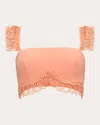 Andrea Iyamah Women's Rizo Lace-trimmed Cropped Corset Top In Orange