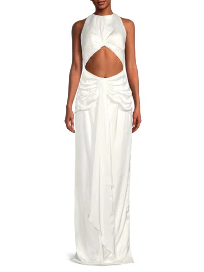 Andrea Iyamah Women's Sia Ruched Cut Out Gown In White