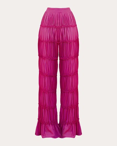 Andrea Iyamah Women's Sina Ruched Chiffon Pants In Pink