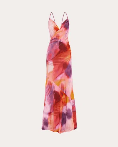 Andrea Iyamah Women's Tiro Abstract Satin Bias-cut Maxi Dress In Multi