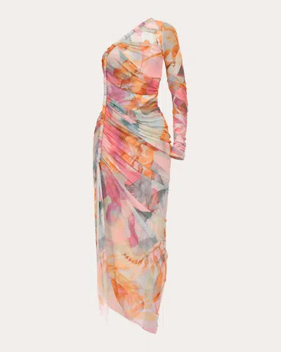 Andrea Iyamah Women's Turi Asymmetric Printed Mesh Dress
