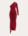 Andrea Iyamah Turi Ruched Jersey Maxi Dress In Red