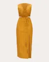 Andrea Iyamah Women's Vela Linen Beaded Rope Cutout Midi Dress In Orange