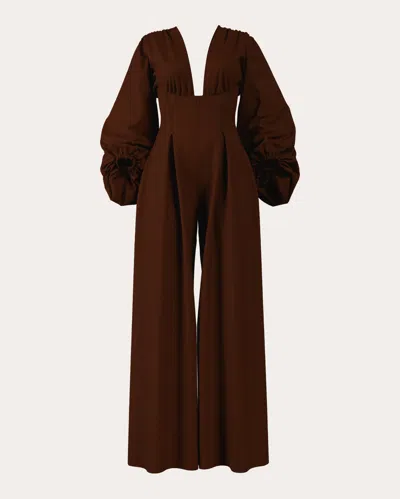 Andrea Iyamah Women's Zerra Pleated Bubble Corset Jumpsuit In Brown