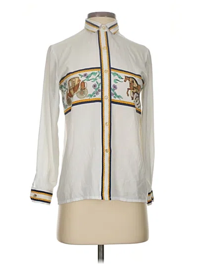Pre-owned Andrea Jovine 3/4 Sleeve Blouse In White