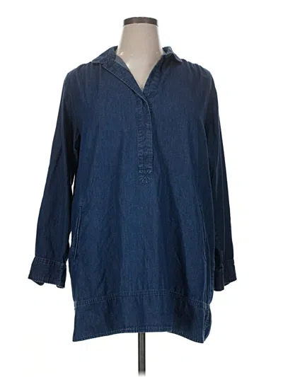 Pre-owned Andrea Jovine 3/4 Sleeve Button Down Shirt In Blue