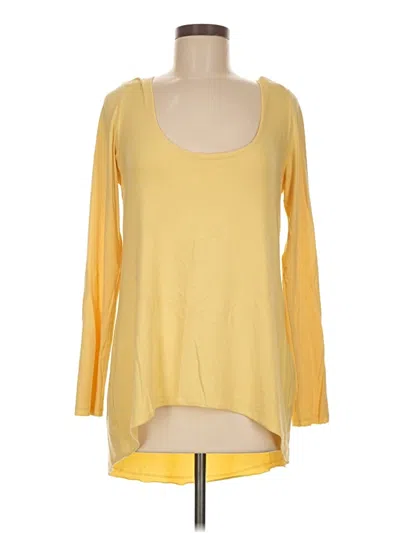 Pre-owned Andrea Jovine Long Sleeve Top Yellow Scoop Neck Tops