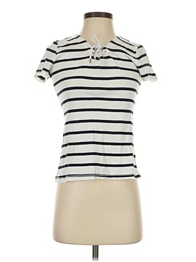 Pre-owned Andrea Jovine Short Sleeve Top Ivory Collared Neckline Tops