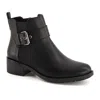 Andrea Leather Booties With Elastic Side And Buckle In Black