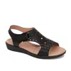 Andrea Leather Comfort Laser Pattern Sandals In Black