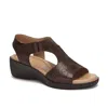 Andrea Leather Wedge Sandals With Plush Footbed In Brown