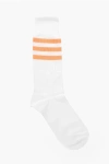 Andrea Mariani Ribbed Cotton And Nylon Long Socks In White