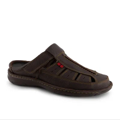 Andrea Men's Leather Clogs In Dark Brown