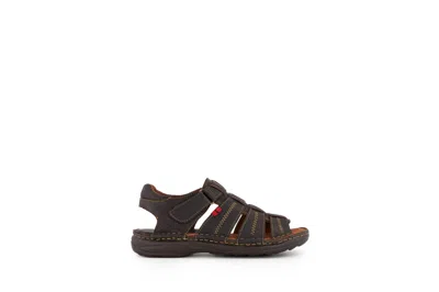 Andrea Men's Leather Sandal In Dark Brown