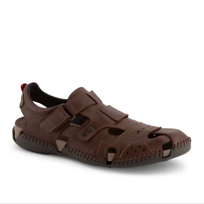 Andrea Men's Leather Sandals In Brown