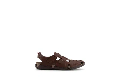 Andrea Men's Velcro Closure Leather Sandal In Brown