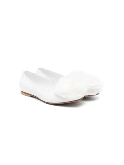 Andrea Montelpare Kids' Floral-appliqué Leather Ballerina Shoes In White