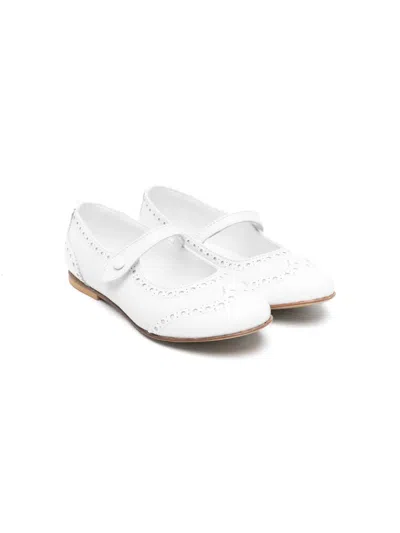 Andrea Montelpare Kids' Ghillies-brogue Trim Ballerina Shoes In White