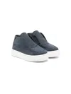 Andrea Montelpare Leather Slip-on Sneakers In Blue