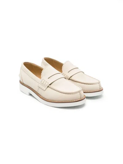 Andrea Montelpare Kids' Nubuck Penny Loafers In Neutrals