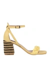 ANDREA PINTO ANDREA PINTO WOMAN SANDALS LIGHT YELLOW SIZE 6 LEATHER