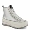 Andrea Platform Metallic Sneaker Booties In Silver