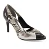 Andrea Premium High Heels Python Stilettos In Silver
