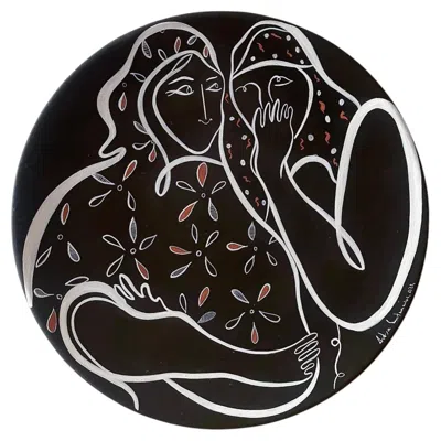 Pre-owned Andrea Santamarina Cantareras: Contemporary Ceramic Wall Plate Sculpture 60cm In Black