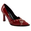 Andrea Stilettos With Double Strap Ornament In Red