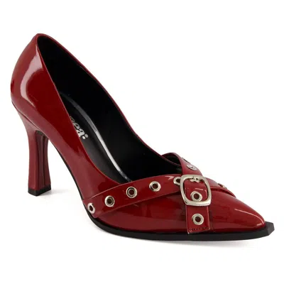 Andrea Stilettos With Double Strap Ornament In Red