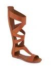Andrea Tall Gladiator Sandals With Back Zipper In Brown