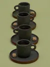 Andrea Tsang Terra Stoneware Espresso Cups And Saucers (set 4)  Abask Gift Set