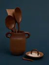 Andrea Tsang Terra Stoneware Utensil Pot And Spice Pincher  Abask Luxury Gift In  Brown