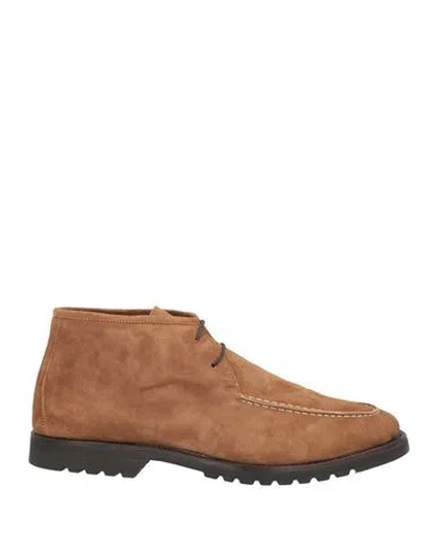 Andrea Ventura Firenze Man Ankle Boots Light Brown Size 9 Leather In Sand