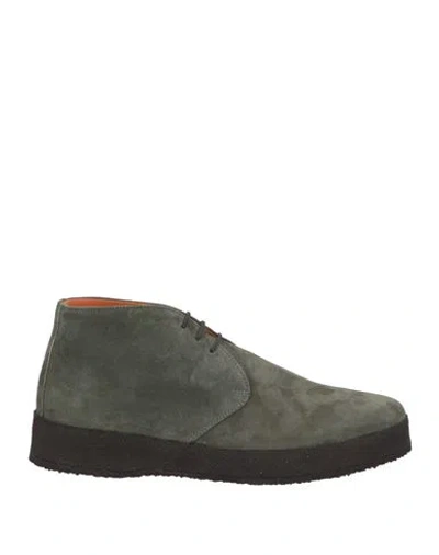Andrea Ventura Firenze Man Ankle Boots Military Green Size 8.5 Soft Leather In Green
