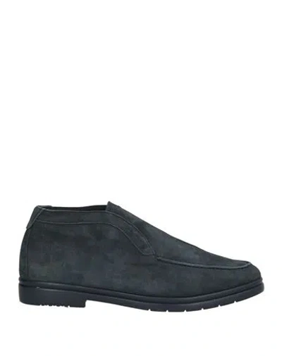 Andrea Ventura Firenze Man Ankle Boots Navy Size 11 Leather In Blue