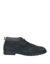 Andrea Ventura Firenze Man Ankle Boots Navy Size 9 Leather, Textile Fibers In Navy