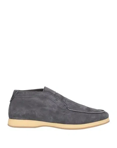 Andrea Ventura Firenze Man Ankle Boots Slate Blue Size 13 Leather In Gray