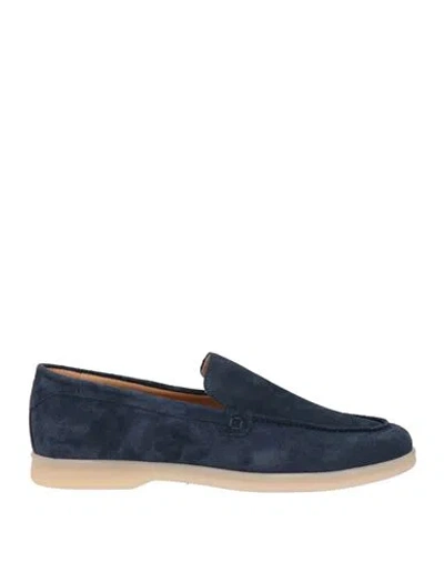 Andrea Ventura Firenze Man Loafers Navy Size 8 Leather In Blue